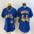 Women Nike Seattle Mariners #44 Julio Rodríguez blue majestic mlb jersey city version-BD 02