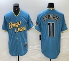 Nike Milwaukee Brewers #11 Jackson Chourio skyblue majestic baseball Jersey city version