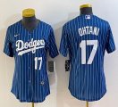 Women Los Angeles Dodgers #17 Shohei Ohtani Nike blue throwback baseball Jersey -BD 02