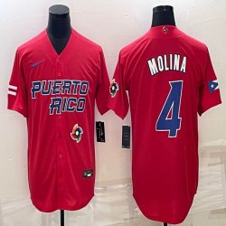 Puerto Rico Baseball #4 Yadier Molina red 2023 World Baseball Classic Replica Player Jersey 08