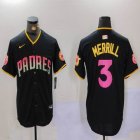 Nike San Diego Padres #3 Jackson Merrill black MLB Baseball jerseys Joint Name