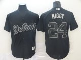 Detroit Tigers #24 Miggy black majestic baseball jerseys Nickname version