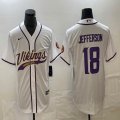 Nike Dallas Vikings #18 Justin Jefferson white baseball jerseys Joint name-BD