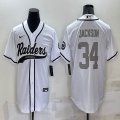 Nike Oakland Raiders #34 Bo Jackson white baseball jerseys Joint name-BD