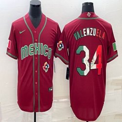 2023 World Cup Mexico #34 Fernando Valenzuela red blank majestic baseball jerseys 09