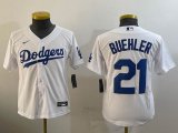 Youth Nike Los Angeles Dodgers #21 Walker Buehler white majestic baseball jersey 01