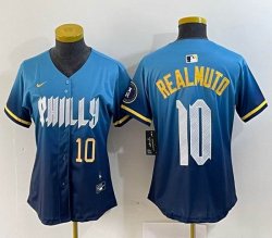 Women Nike Philadelphia Phillies #10 J.T. Realmuto blue majestic baseball jerseys city version 02