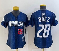 Youth Nike Detroit Tigers #28 Javier Báez blue Majestic baseball jerseys city version 02