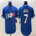 2020 World Series Nike Los Angeles Dodgers #7 Julio Urias Blue white majestic baseball jersey -BD