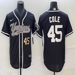 Nike New York Yankees #45 Gerrit Cole black majestic baseball Jersey Joint name 02