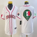 Youth 2023 World Cup Mexico blank white majestic baseball jerseys 01