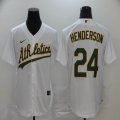 Nike Oakland Athletics #24 Rickey Henderson white majestic baseball Jersey