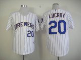 Milwaukee Brewers Jonathan Lucroy #20 White blue stripe MLB Jerseys