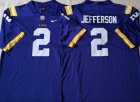 LSU Tigers Justin Jefferson #2 purple Nike NCAA football Jersey