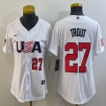 Women 2023 World Cup #27 Trout white USA majestic baseball jerseys 03