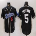 Los Angeles Dodgers #5 Freddie Freeman black fashion majestic baseball jerseys 03