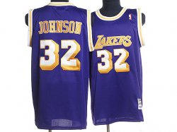 Los Angeles Lakers 32 JOHNSON purple throwback nba jerseys