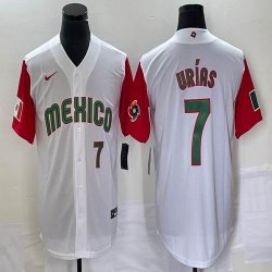 2023 World Cup Mexico #7 Julio Urias white red majestic baseball jerseys 105