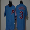 Philadelphia Phillies #3 Bryce Harper skyblue throwback baseball Jersey-WL