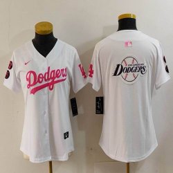 Youth Nike Los Angeles Dodgers white pink fashion MLB baseball Jersey-Joint name-BD 10