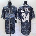 Nike Los Angeles Dodgers #34 Fernando Valenzuela gray camo majestic baseball Jerseys Joint name -BD