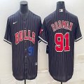 Nike Chicago Bulls #91 Dennis Rodman black baseball jerseys Joint name-BD 01