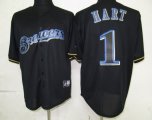 MLB Milwaukee Brewers 1 Hart Black Fashion Jerseys