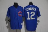 2017 Chicago Cubs #12 Kyle Schwarber blue Majestic baseball jerseys