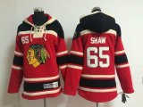 Youth Chicago Blackhawks Andrew Shaw 65# Red Ice hockey Hooded Sweatshirt