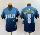 Youth Nike Philadelphia Phillies #8 Castellanos skyblue majestaic baseball jersey city version-BD