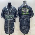 Nike Seattle Seahawks blank gray camo baseball jerseys Joint name-BD 01