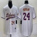 Nike Los Angeless Lakers #24 Kobe Bryant white baseball jerseys Joint name-BD 01