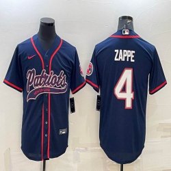 Nike Patriots #4 Bailey Zappe blue baseball jerseys Joint name-BD