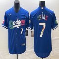 2020 World Series Nike Los Angeles Dodgers #7 Julio Urias Blue white majestic baseball jersey -BD 04