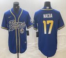 Los Los Angeles Rams #17 Puka Nacua blue baseball Joint name -BD 02