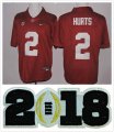 Alabama Crimson Tide 2 Jalen Hurts Playoff Diamond Football Red Jersey 2018 patch