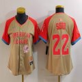 Women American League #22 Juan Soto Nike Cream 2024 MLB All-Star Game Limited Player Jersey 02