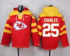 Custom Kansas City Chiefs #25 Charles yellow red nfl Hooded Sweatshirt