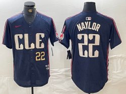 Nike Cleveland Indians #22 Josh Naylor blue majestic baseball jersey -BD 03