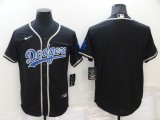 Nike Los Angeles Dodgers blank black blue majestic baseball jersey-BD