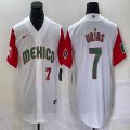 2023 World Cup Mexico #7 Julio Urias white red majestic baseball jerseys 101