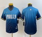 Youth Nike Philadelphia Phillies blank blue majestic baseball jerseys city version