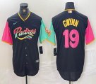 Nike San Diego Padres #19 Tony Gwynn black pink green baseball jerseys-BD