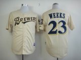 Milwaukee Brewers 23 Weeks beige baseball jerseys