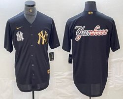 Nike New York Yankees blank black gold majestic baseball Jersey 16