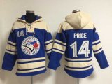 Toronto Blue Jays David Price #14 blue beige Majestic baseball Hooded Sweatshirt