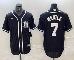 Nike New York Yankees #7 Mickey Mantle black majestic baseball Jersey Joint name -BD