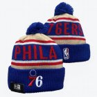 2024 Philadelphia 76ers blue beige red NBA Sports Cuffed Knit Hats 01