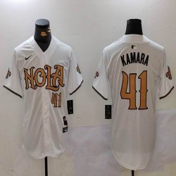 New Saints #41 Alvin Kamara white baseball jerseys Joint Name 02