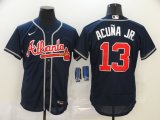 Nike Atlanta Braves #13 Ronald Acuna Jr. dark blue Flexbase Authentic Collection Jersey